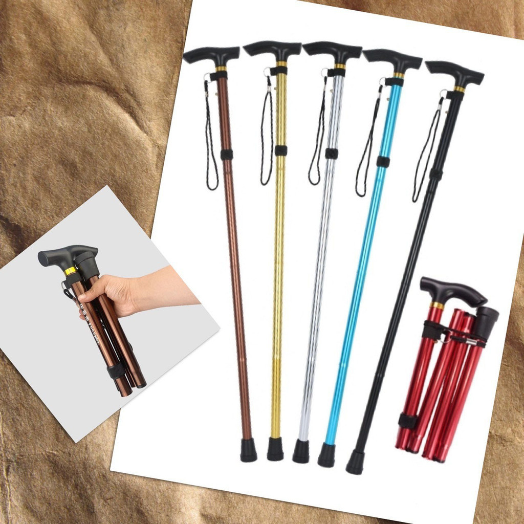 🌷 ไม้เท้า พับได้ ไม้เท้าเดินป่า ไม้เท้าช่วยเดิน ช่วยพยุง คนแก่ ผู้สูงอายุ Trekking Pole ยาว 95 ซม. น้ำหนักเบา 🌷