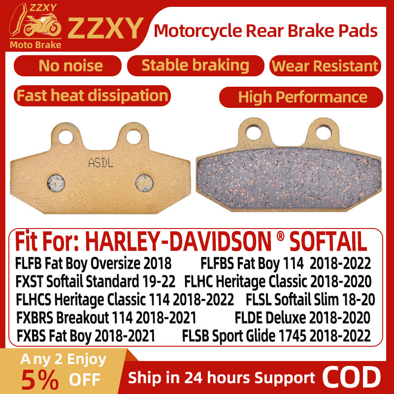 ผ้าเบรคหลังรถจักรยานยนต์ 1 คู่สําหรับ HARLEY-DAVIDSON ® Softail FLFBS Fat Boy 114 18-22 FLHCS Heritage Classic 114 18-22 FXBS Fat Boy 18-21 FXBRS Breakout 114 18-21 ผ้าเบรค