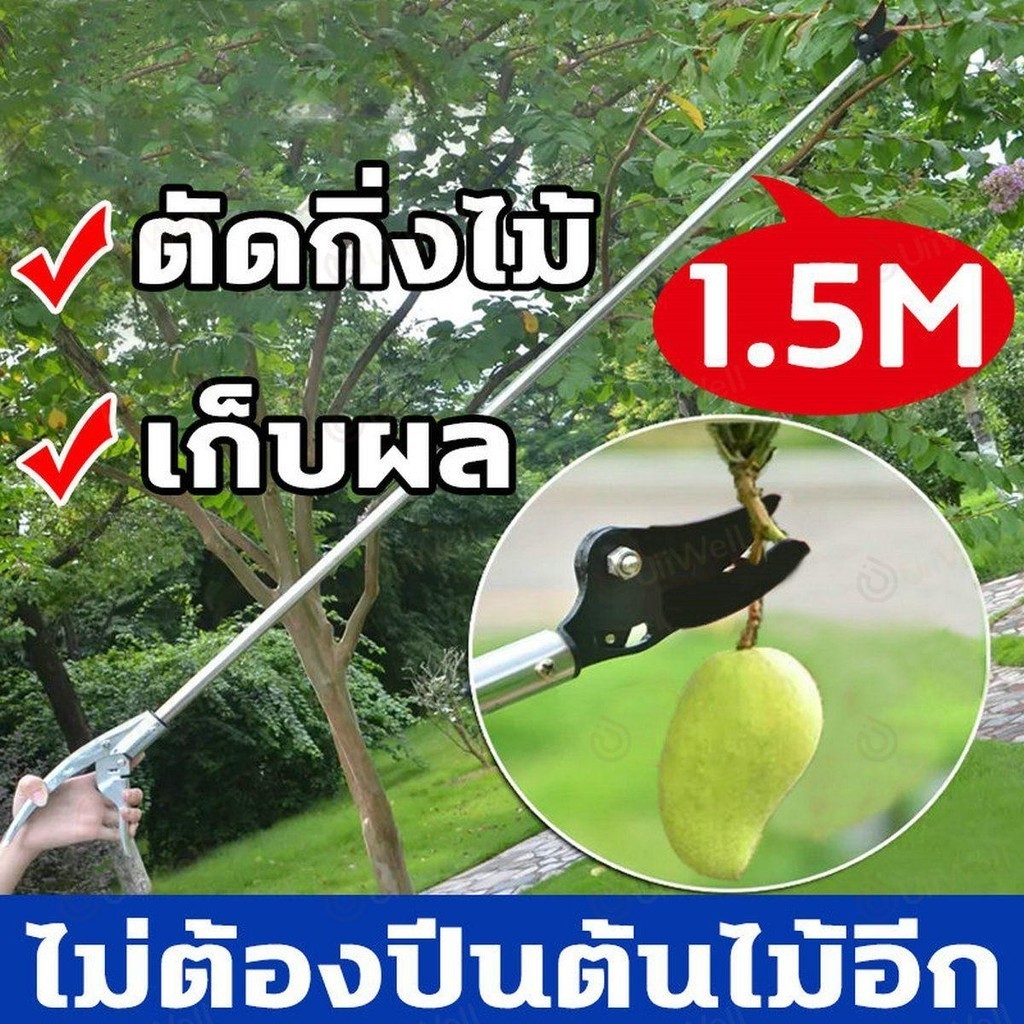กรรไกรตัดผลไม้ กรรไกรตัดกิ่งไม้สูง กรรไกรตัดหนีบ กรรไกรตัดกิ่งด้ามยาว พร้อมเลื่อย ด้ามอลูมิเนียม ยาวสุด3เมตร แถมใบเลื่อย
