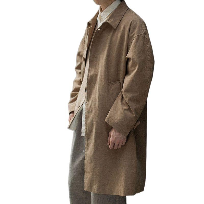 ฤดูร้อนใหม่ผู้ชายบางกลางความยาว T rench Coat เกาหลีถนนอเนกประสงค์หลวมสไตล์ฮาราจูกุที่เรียบง่ายสบายๆหล่อปกย้อนยุคด้านบน