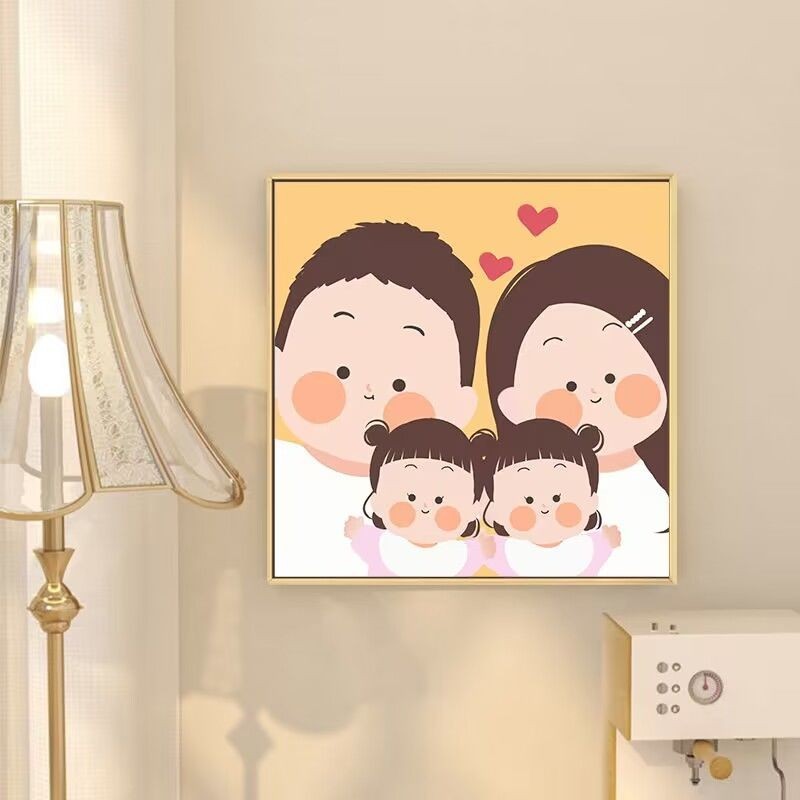 30x30x0.9 ซม.น่ารักภาพครอบครัวศิลปะสก์ท็อปภาพวาดตกแต่งห้องนั่งเล่นห้องนอนห้องเด็กตกแต่งภาพวาดผนังโปสเตอร์ผนังศิลปะวาดพื้นหลังผนังแขวนภาพตกแ