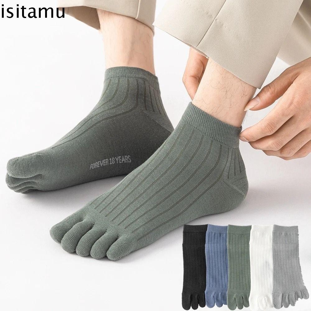 อิสทาฟ ถุงเท้าห้านิ้วแยกนิ้วบางต่ําตัดข้อเท้าถุงเท้ากีฬาถุงเท้าแห้งเร็วหลอดสั้นป้องกันแรงเสียดทานดูดซับเหงื่อถุงเท้าผ้าฝ้ายนิ้วเท้าผู