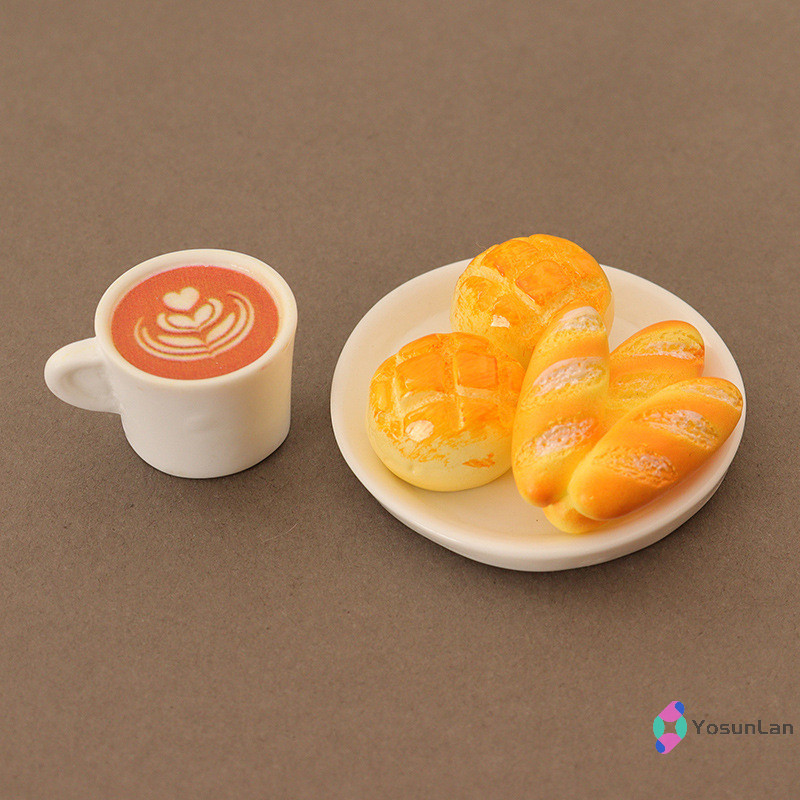 โยซันลาน] ตุ๊กตาจําลองมินิขนมปังกาแฟอาหารขนาดเล็กเล่นเรซิ่นรุ่นฉาก ทําเอง เครื่องประดับขนาดเล็กใหม่