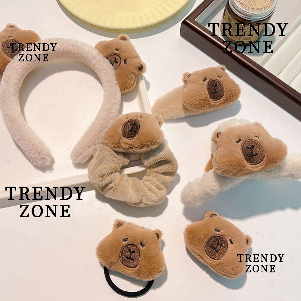 Trendyzone เครื่องประดับผม Capybara, กิ๊บติดผมแบบยืดหยุ่น, ยางรัดผมการ์ตูน Barrette ผู้หญิง