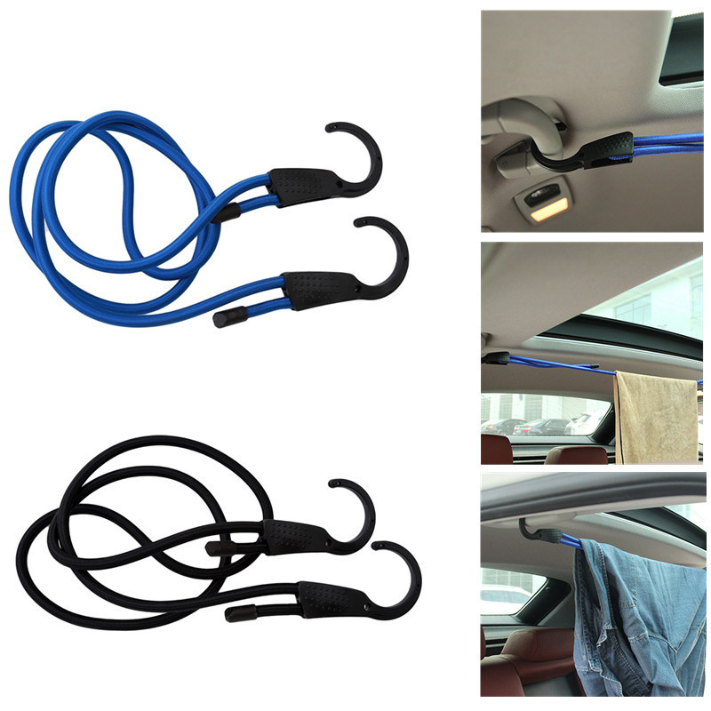 1.5m สายรัดยืดหยุ่นปรับความตึงเครียดเข็มขัดรถ Clothesline Hook Cargo กระเป๋าเดินทาง Lashing หัวเข็มขัดเชือกสําหรับรถจักรยานยนต์ Travel