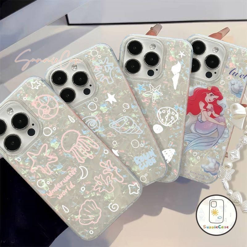 น่ารักจัง เคสสำหรับ IPhone 12 14 11 15 13 Pro Max 7Plus 14 7 8 15 Plus XS XR X Max SE 2020 แฟชั่นนางเงือกการ์ตูนดูเดิล