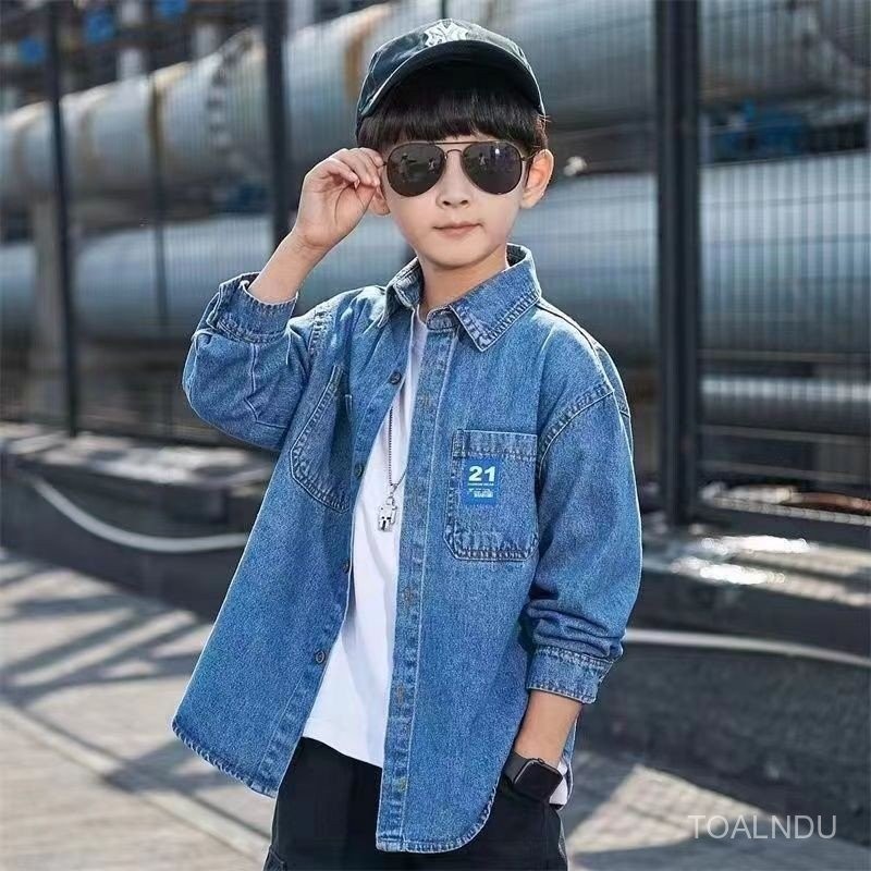 เสื้อแจ็คเก็ตเด็กชายยีนส์เสื้อเชิ้ตเด็กชายเด็กโตกลางฤดูใบไม้ผลิฤดูใบไม้ร่วง2024ฤดูใบไม้ผลิแฟชั่นเสื้อผ้าเด็กรุ่นใหม่สไตล์เกาหลี2yam