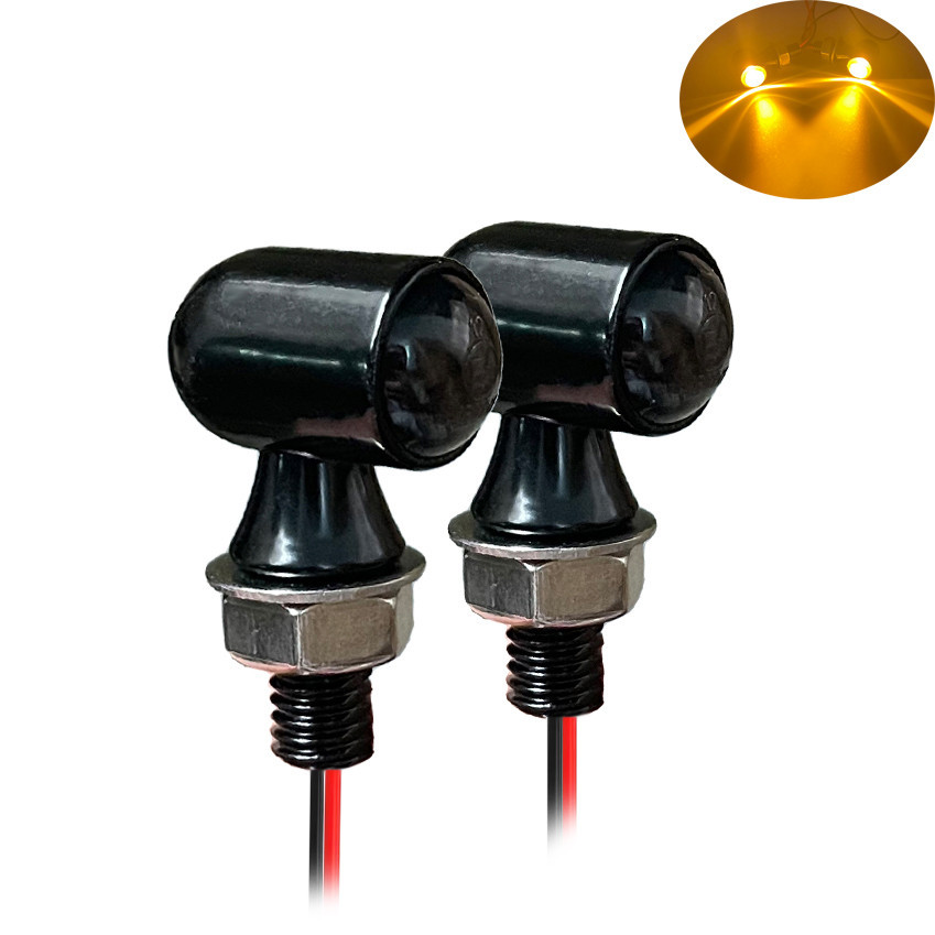 2 Retro รถจักรยานยนต์ LED ไฟเลี้ยวควันเลนส์ 8 มม.Amber Indicator Flasher 12V สําหรับ Cafe Racer Bobber Chopper Yamaha