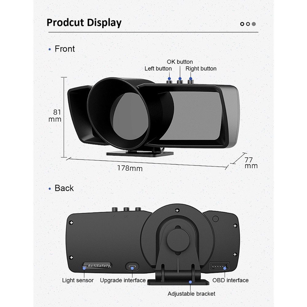 สมาร์ทเกจ A600 Auto Gauge HUD GPS+OBD Head Up Display รถคอมพิวเตอร์ Speedometer พร้อมจอแสดงผล LCD เครื่องวัดความเร็ว - รูปที่ 6