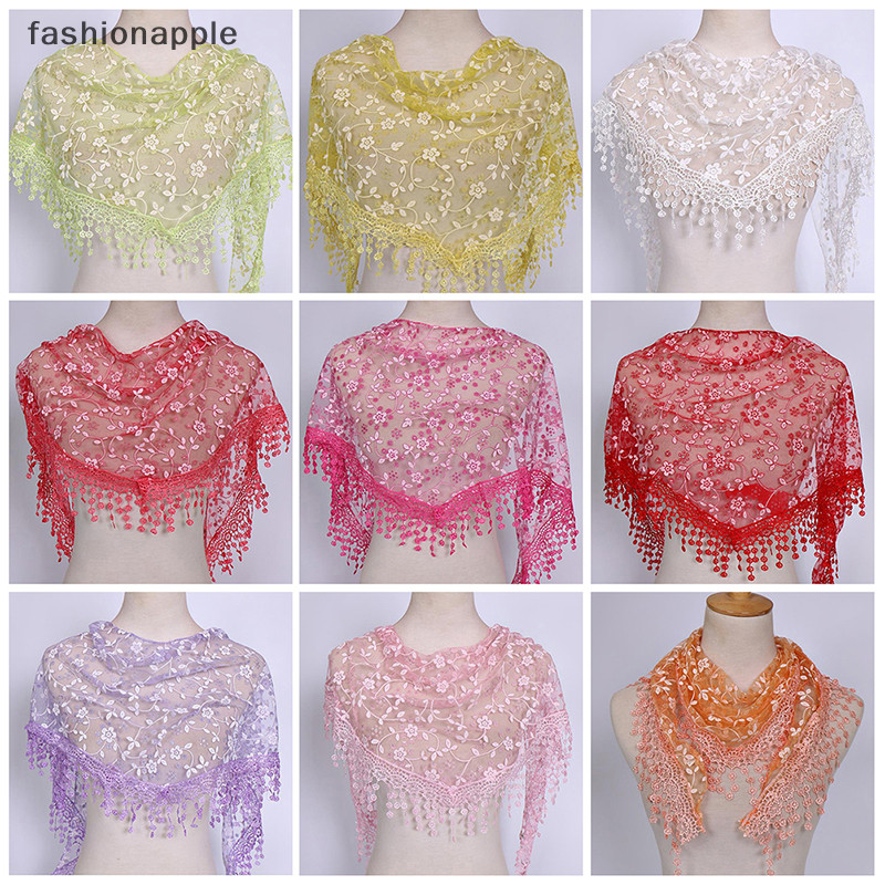 [fashionapple] 1ชิ้นผู้หญิงแฟชั่นสามเหลี่ยมห่อเลดี้ผ้าคลุมไหล่ดอกไม้ลูกไม้ผ้าพันคอผ้าคลุมไหล่สินค้าใหม่