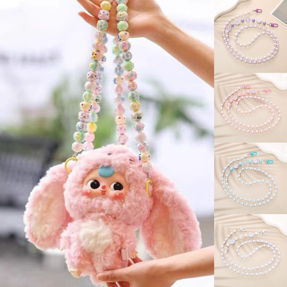 Baby Three/POPMART สะสมงานอดิเรก ต่อต้าน การสูญเสีย โซ่แขวนสายคล้องอุปกรณ์ตกแต่งโทรศัพท์มือถือเชือกแขวนลูกปัดตุ๊กตาแขวนโซ่พวงกุญแจที่มีสีสัน ทําเอง หวานและน่ารัก