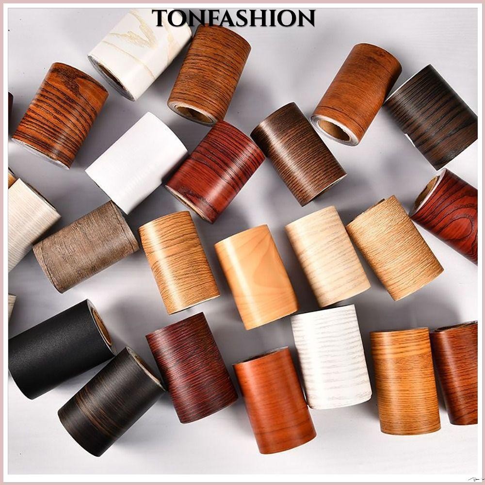 Tonfashion 10M/ม้วนเอวสายวอลล์เปเปอร์,Windowsillกันน้ําสติ๊กเกอร์ขอบผนัง,ลายไม้มีกาวในตัวกรอบประตูWaveguide Line