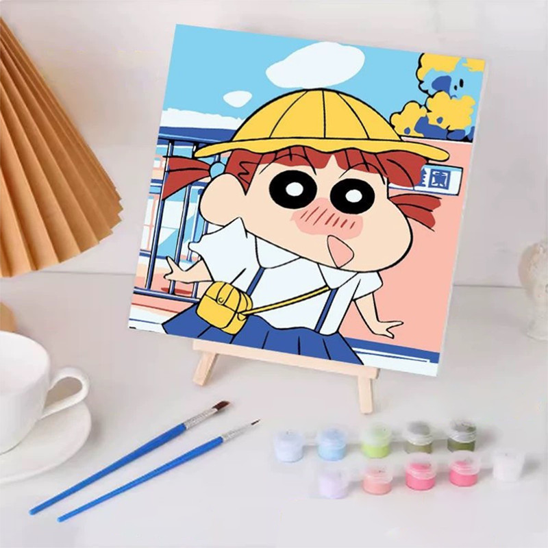 มีกรอบ ระบายสีตามเลข 20*20CM Crayon Shin-chan DIY ภาพวาดสีน้ำมันดิจิตอล จัดส่งทันที - รูปที่ 3