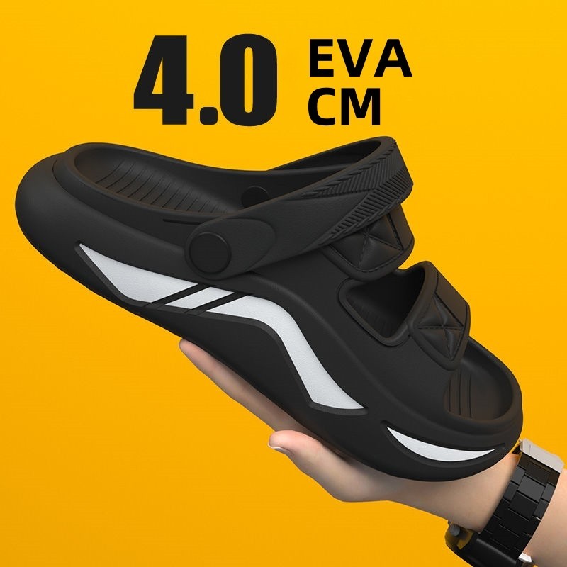 คุณภาพสูงรองเท้าแตะกีฬาผู้ชาย EVA 4.0 ซม.หนา Soled รองเท้าแตะกลางแจ้ง Anti-Slip ทนต่อการสึกหรอ Casual Stu