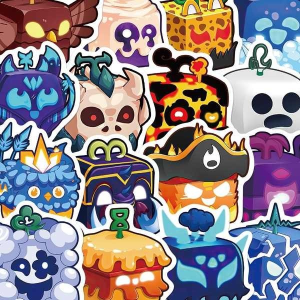 สติ๊กเกอร์ nct สติ๊กเกอร์ 50 Blox Fruits Fruit Game Stickers, คู่มือการ์ตูนกราฟฟิตี, ตกแต่งโน้ตบุ๊ค, สติ๊กเกอร์กันน้ํา, DIY
