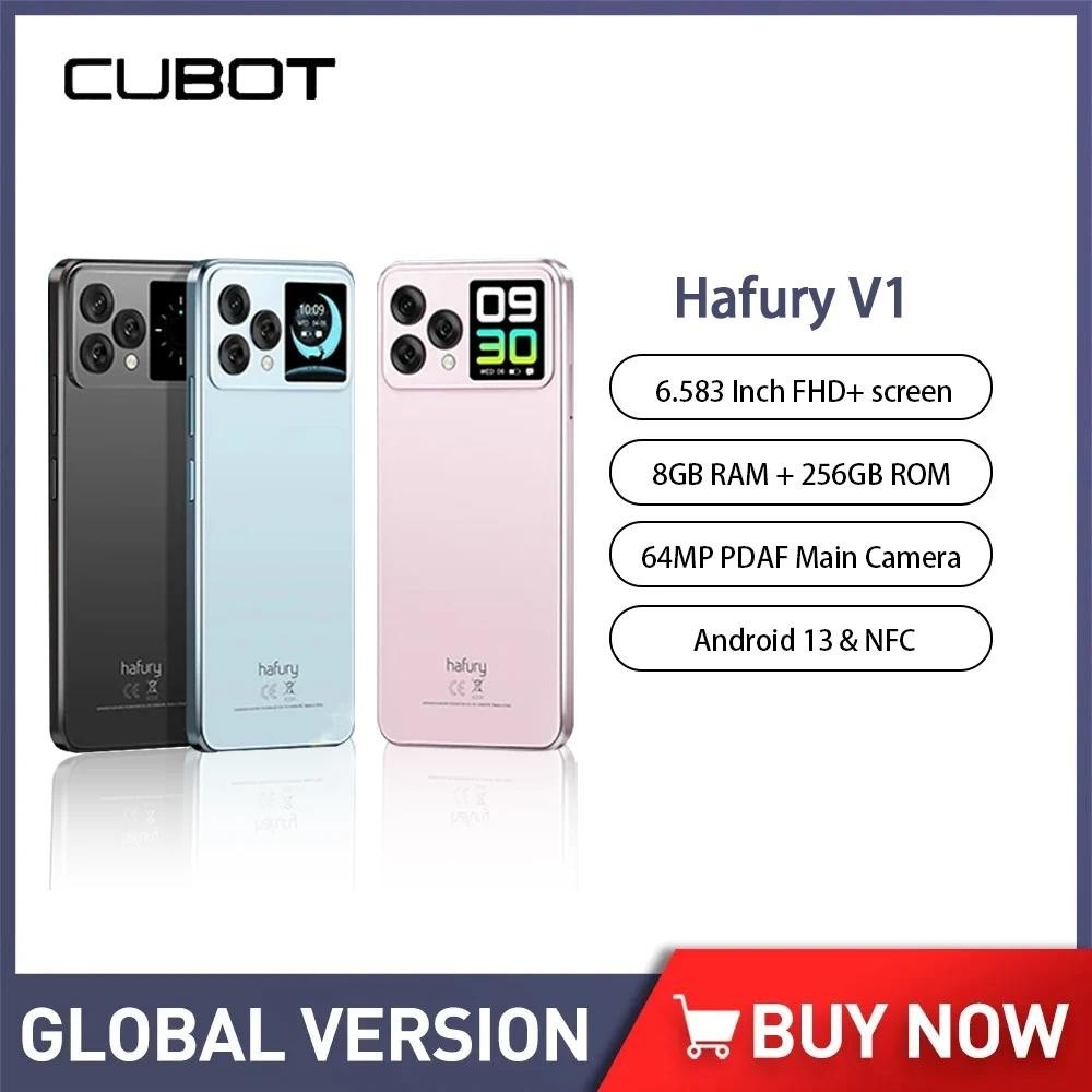 Cubot Hafury V1 สมาร์ทโฟน Android 6.583 "FHD + โทรศัพท์มือถือหน้าจอคู่ 16GB RAM (8GB + 8GB) 256GB RO