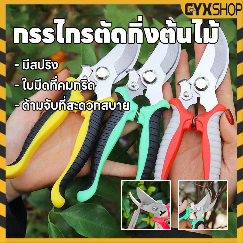 กรรไกรตัดกิ่งไม้ กรรไกรทำสวน กรรไกรตัดกิ่ง กรรไกรแต่งกิ่งปากโค้ง แบบสเตนเลส มีหลายสีให้เลือก