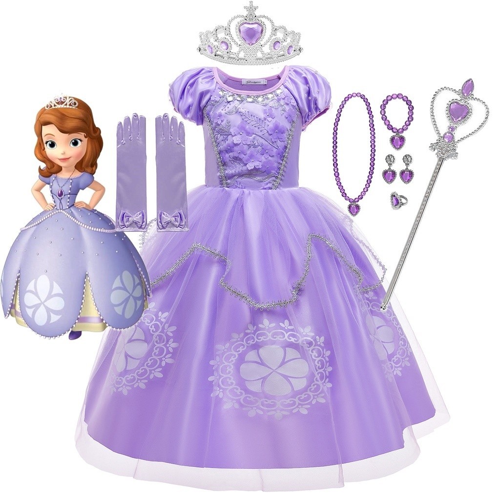 UhomePrincess Sofia Dress ชุดคอสเพลย์เด็กการ์ตูนโซเฟียเจ้าหญิงแรกแต่งตัวชุดงานเลี้ยงวันเกิด ราคา ถูกที่สุด ดีลบีเคเค