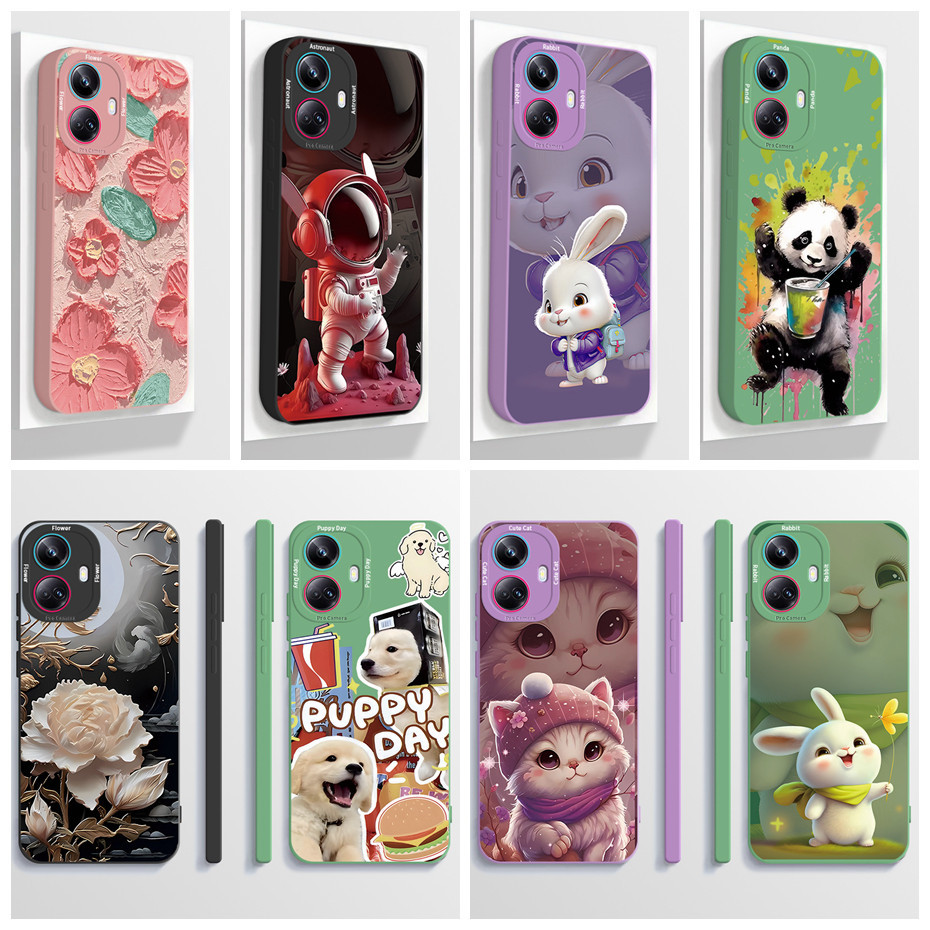 ปลอกสําหรับrealme 10 Pro Plus Pro + 5G 2022 เคสโทรศัพท์Aestheticการ์ตูนนักบินอวกาศMatte Slim SoftซิลิโคนกรณีฝาครอบShell