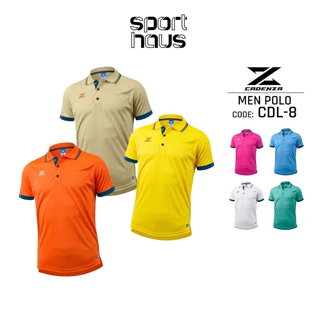 เสื้อโปโลผู้ชาย CADENZA (คาเดนซ่า) รุ่น CDL-8 MEN ใส่บาย สีเหลือง/ฟ้า/ชมพู/ส้ม/ขาว/เขียว/ครีม