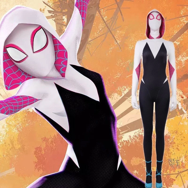 Gwen หญิง Spider-Man cos Spider-Man คู่ขนานจักรวาล jumpsuit คอสเพลย์เครื่องแต่งกายเสื้อผ้าเทศกาลหญิงคอสเพลย์ชุด