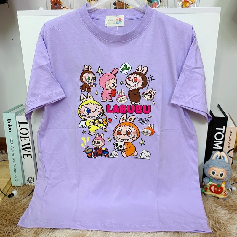 2024💚【HOT】 ◡̈ เสื้อป้ายJust ลายลาบูบู้ต่อยมวย /อก44“ เสื้อยืดสตรี S-5XL