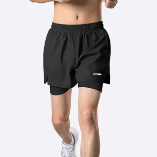 MANSTR M-5XL คุณภาพ Dir Fit กางเกงออกกําลังกายสําหรับผู้ชายและผู้หญิง 2 in 1 การออกกําลังกายสั้นวิ่งขี่จักรยานกางเกงกีฬาตาข่ายกางเกงขาสั้นสองชั้นสีดํา/สีเทา/สีฟ้า