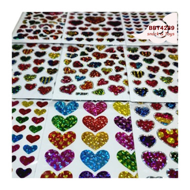 สติ๊กเกอร์ สติกเกอร์หัวใจ สติ๊กเกอร์ติดเสื้อ สติกเกอร์ราคาถูก ของเล่น 1 แผง 12 ชิ้น คละแบบ BBY4289