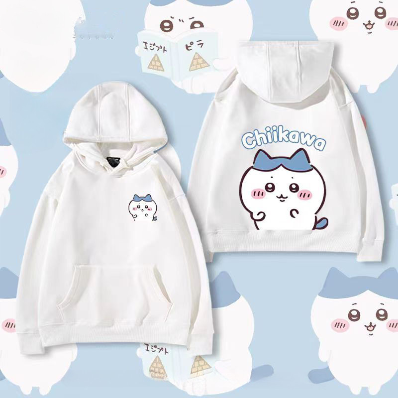 Chiikawa ญี่ปุ่นน่ารักพิมพ์เสื้อกันหนาว U nisex อเนกประสงค์สบายๆด้านบน