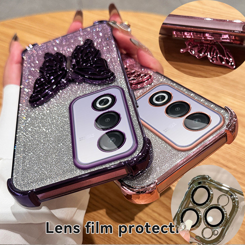 ขาตั้งผีเสื้อglitterถุงลมนิรภัยconersกันกระแทกนุ่มสําหรับoppo A3 Pro A77 5G A3x A98 A79 A78 A60 A58 A57 A77s A76 A38 A18 A17 A16 A15 A15s A74 A95 4G A53 A9 A5 2020