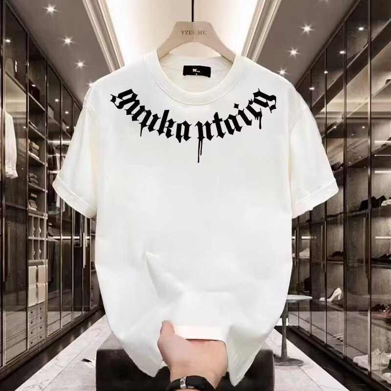 เสื้อยืดผ้าฝ้าย [M-5XL] American Street Hip-hop เสื้อยืดคอกลมแขนสั้นผ้าฝ้ายนุ่ม