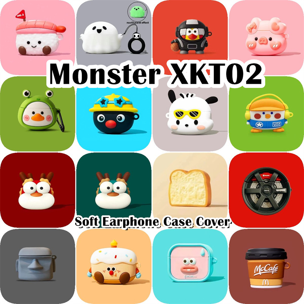READY STOCK!นําไปใช้กับ Monster XKT02 เคส Case เคสหูฟัง สไตล์การ์ตูนตลก ซิลิโคนนุ่ม เคส เคสหูฟัง