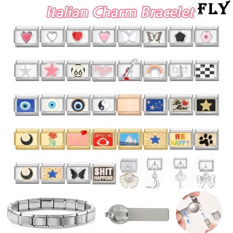 แฟชั่น Happy Italian Charm สร้อยข้อมือ Fit 9 มม.สร้อยข้อมือสแตนเลส DIY เครื่องประดับทําอุปกรณ์เสริม Retro บุคลิกภาพโมดูลสร้อยข้อมืออุปกรณ์เสริม