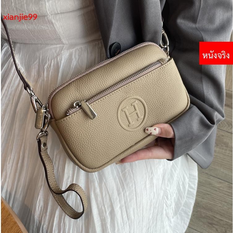 หนังแท้กระเป๋าหญิงสไตล์ใหม่แฟชั่นอินเทรนด์ไหล่ข้างเดียวกระเป๋า ผู้สื่อสาร ชั้นแรก วัว P6283