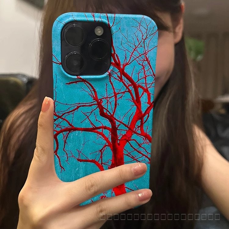 เคสมือถือ Apple เคสมือถือลายกิ่งไม้สีแดงเหมาะสำหรับ iPhone 15 13 PRO MAX 12 14 PRO MAX กันกระแทก8 plus XS MAX 7 plus XR 11 Pro 11 Pro 11PROMAX ป้องกันการตกและรอยขีดข่วน