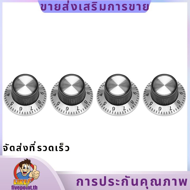 4 x potentiometer ลูกบิดโลหะหม้อพร้อมจานหมุน 0-9 สําหรับลูกบิดเพลา 6 มม. ห้าแต้ม