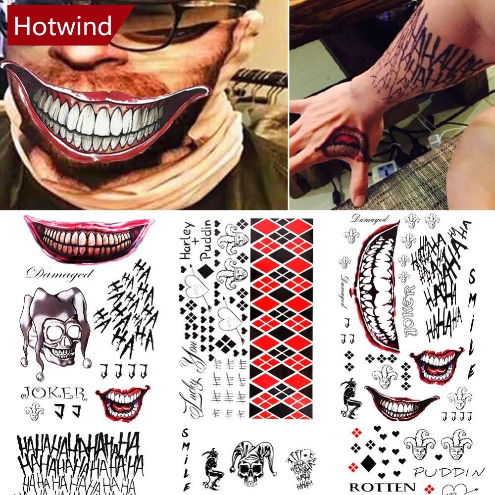 Hotwind 1Sheept ฮาโลวีน Batman คอสเพลย์ Squad Joker ประเภทชั่วคราว Tattoo สติกเกอร์ Body Art ชุด F6Q3