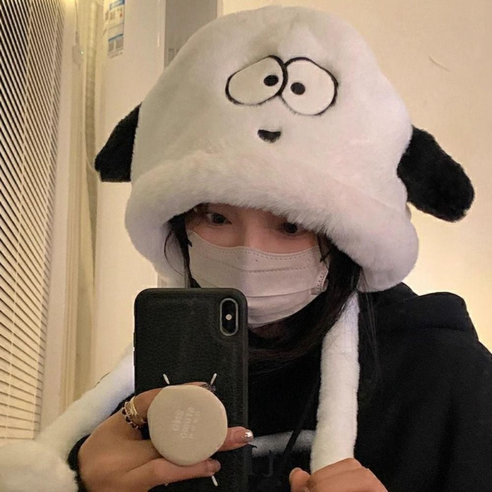 ANHUITYJ หมวกกันลม, หมวกผู้หญิงฤดูหนาวตุ๊กตาปุย - รูปที่ 6