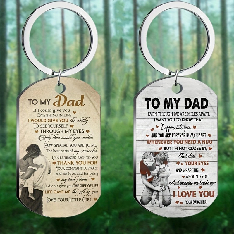 น่ารักแกะสลักเลเซอร์ "To My Dad" พวงกุญแจสําหรับของขวัญพ่อเครื่องประดับสแตนเลสสร้างสรรค์จี้พวงกุญแจอุปกรณ์เสริมแฟชั่น