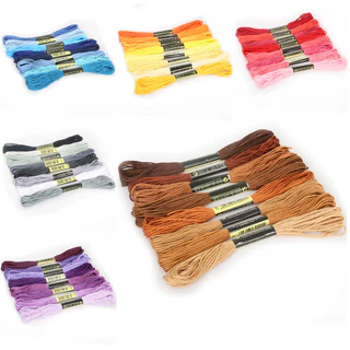 8 ชิ้นผ้าฝ้ายหลากสีปักครอสติสด้ายเย็บผ้า Skeins เย็บปักถักร้อยด้ายไหมขัดฟันชุดเสื้อผ้า DIY เย็บอุปกรณ์เสริม