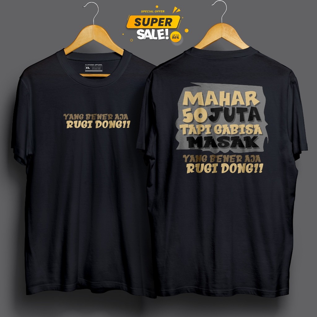 เสื้อยืด Mahar WORDS 50 MILLION FRONT BACK LATEST VIRAL RAMADHAN