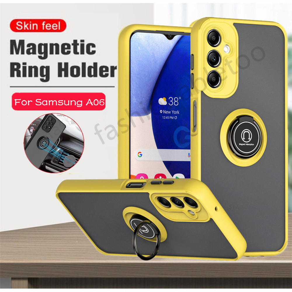 สําหรับ Samsung Galaxy A06 s A06s 06s A16 A26 A36 A56 16 A 26 A 36 A 56 SamsungA06s 5G Matte แหวนยึดขาตั้งผู้ถือเคสโทรศัพท์กันกระแทกป้องกัน Hard ฝาหลัง