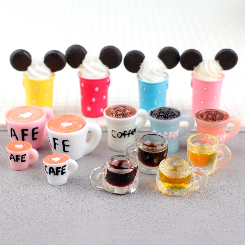 10ชิ้น/เซ็ตถ้วยกาแฟขนาดเล็กนมชาขวดเรซิ่นทําเองบ้านตุ๊กตาเครื่องประดับไมโครภูมิทัศน์อุปกรณ์เสริม