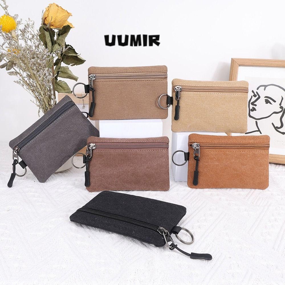 UUMIR กระเป๋าใส่เหรียญกระเป๋าสตางค์ซิปขนาดเล็กแฟชั่นผ้าใบผู้ถือบัตรผู้หญิงผู้ชาย