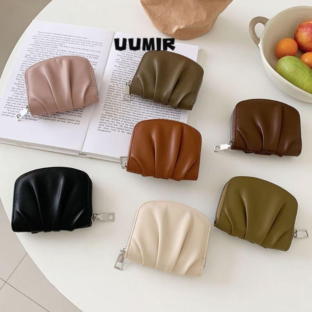UUMIR กระเป๋าใส่เหรียญ,กระเป๋าสตางค์สั้นสีทึบพับ,กระเป๋าถือผู้หญิง ปู่ ซิปเรียบง่ายหญิง