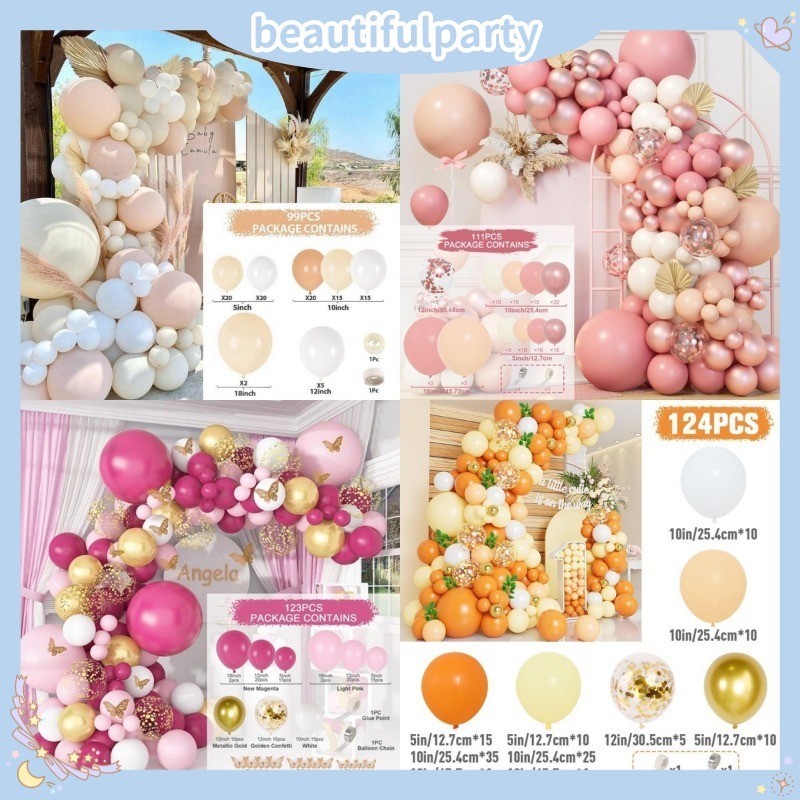 152 ชิ้น/เซ็ตหลายสไตล์และสีบอลลูนปาร์ตี้ชุดธีมเหมาะสําหรับงานเลี้ยงวันเกิดและงานแต่งงาน/เครื่องประดับ