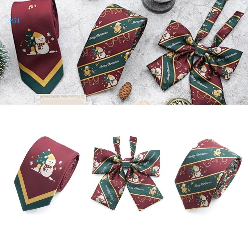Pri ผู้หญิงคริสต์มาสพิมพ์ Bowk Tie เนคไท Knot คอสําหรับชุดเนคไท Lazy Person นักเรียน Boys Christmas Tie
