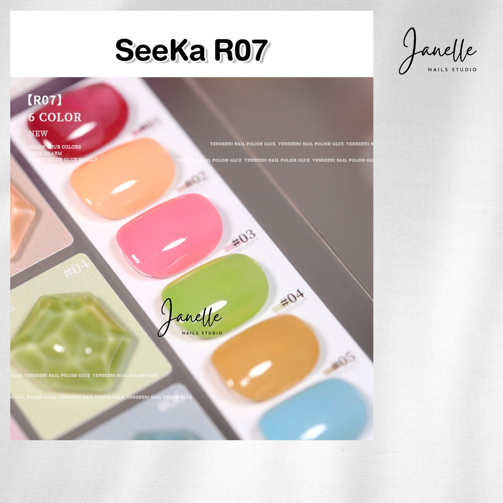 สีเจล Seeka รหัสR07 สีเจล เซ็ท6สี แถมชาร์ต 15ml - Janelle
