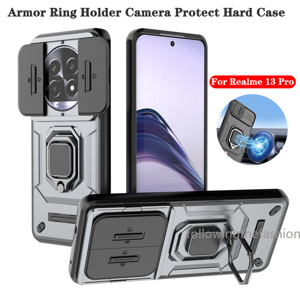 ปลอกสําหรับrealme 13 Pro + 5G Realme13 13Pro Plus 2024 กันกระแทกเคสโทรศัพท์เกราะแหวนขาตั้งStent Pushกล้องเลนส์ป้องกันปกหลัง