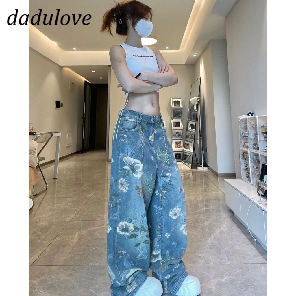 DaDulove New American Ins High Street Retro Jeans Niche High Waist Loose Wide Leg Pants Large Size Trousers
